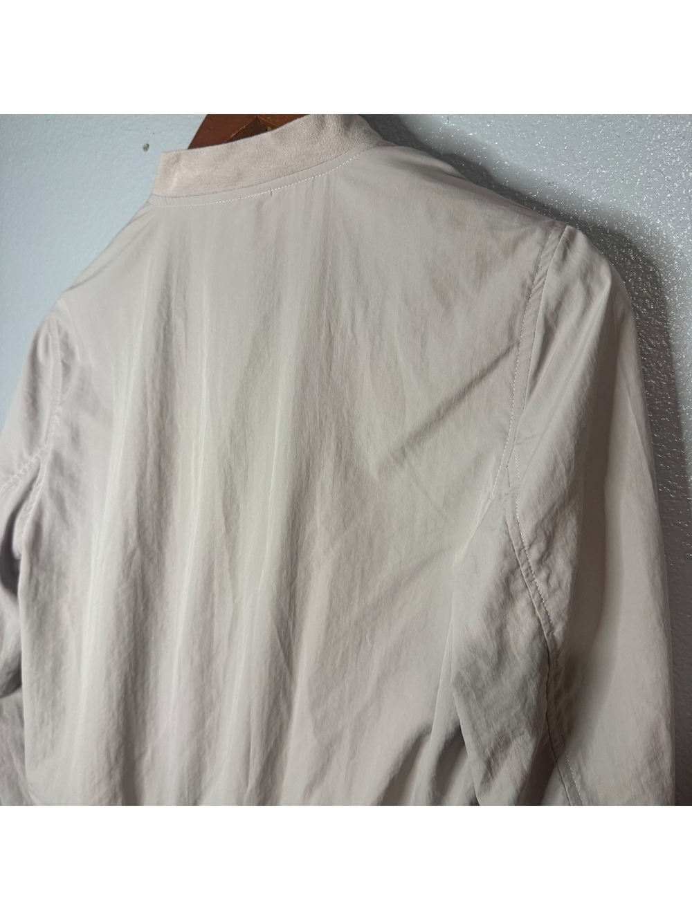 Bagatelle Lightweight Bomber Jacket Women’s Medium Beige Silky Zip Casual Coat - Picture 5 of 7